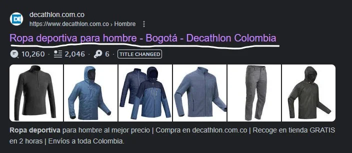 titulo de SEO en el resultado de busqueda