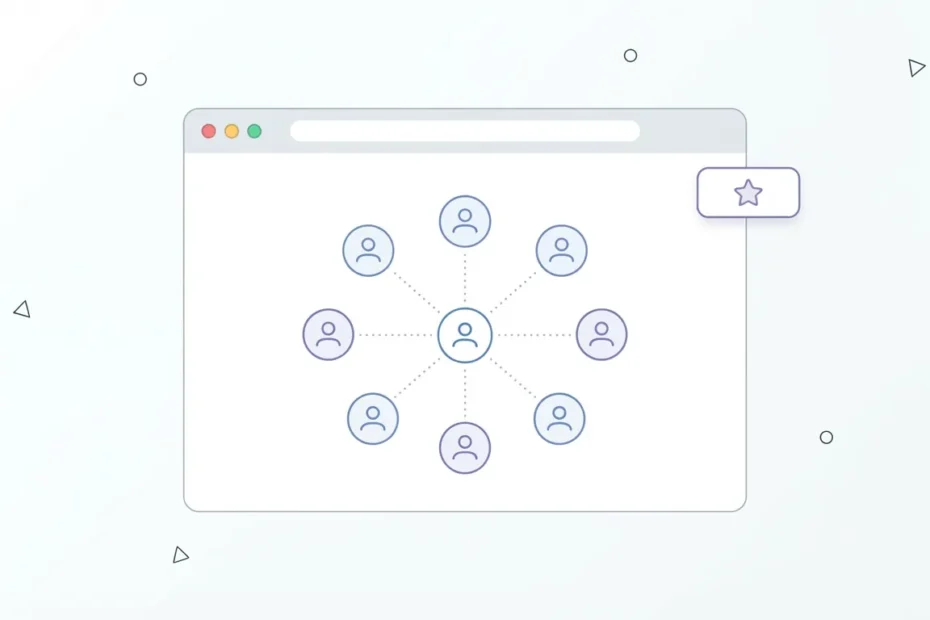 Ilustración de una red de sitios conectados representando estrategias de SEO off page