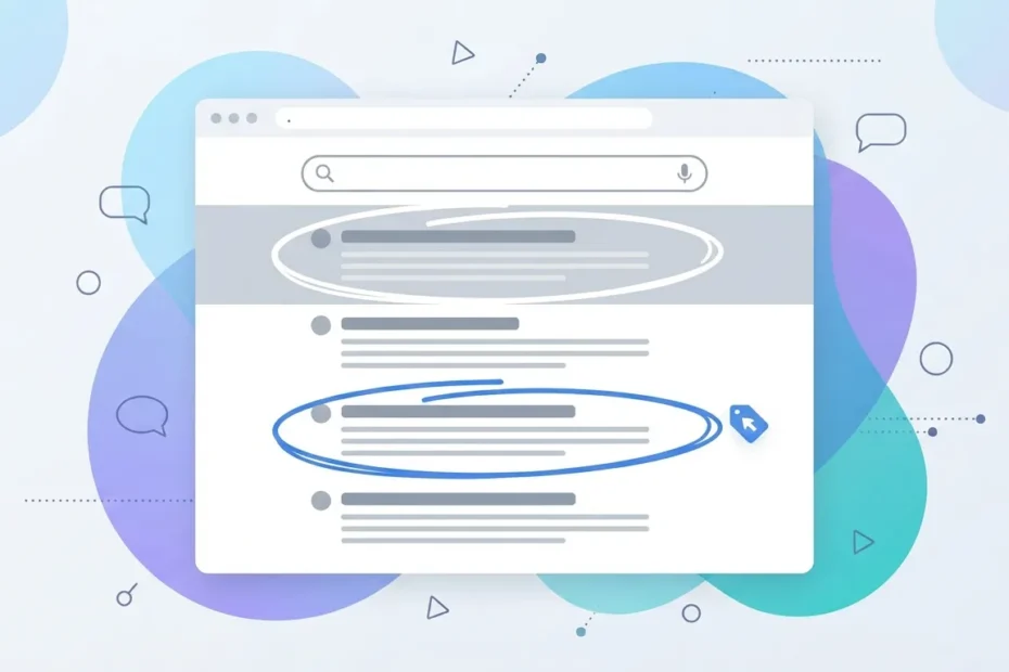Comparación visual entre un resultado orgánico de SEO y un anuncio de SEM en una página de resultados de Google